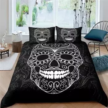 Комплект постельного белья с черепом, роскошный комплект постельного белья с черепом размера King Queen Size для детей, мальчиков и девочек, комплект постельного белья из полиэстера, тема ужаса 70x133cm 2pcs