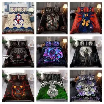 Комплект постельного белья с черепом, пододеяльник с бабочкой, наборы мягких одеял Single 135x200cm