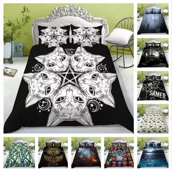 Комплект постельного белья с цифровой печатью высокой четкости, роскошное пуховое одеяло и наволочка, 2/3 шт. AU240 * 270, моющееся и быстросохнущее постельное белье Baby 100x135cm