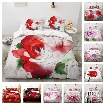 Комплект постельного белья с цветами в стиле ретро, роза, 3D пух, пододеяльник, День святого Валентина, комната для пары, полноразмерный роскошный пододеяльник, романтическая любовь, постельное белье для девочек Baby 100x135cm