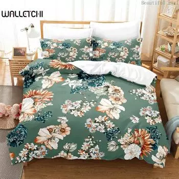 Комплект постельного белья с цветами, комплект пододеяльников, 3D постельное белье с цифровой печатью, комплекты постельного белья размера «queen size», модный дизайн EU single(135x200cm)