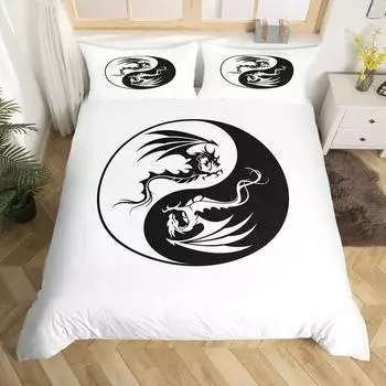 Комплект постельного белья с цветным узором «Знак мира» и принтом пододеяльника из микрофибры в стиле американской раста-культуры EU Single 135x200cm