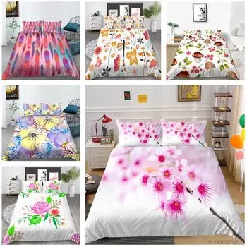 Комплект постельного белья с цветочной тематикой, пододеяльник для спальни, наволочка, домашний комплект постельного белья, AU/EU/US, полноразмерная односпальная/двуспальная кровать, мебель для дома Baby 100x135cm