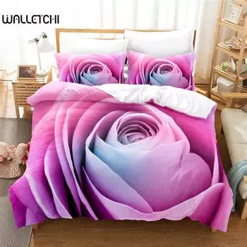 Комплект постельного белья с цветочным принтом, комплект пододеяльников, комплект постельного белья с 3D-принтом, комплект постельного белья размера «queen size», модный дизайн EU single(135x200cm)