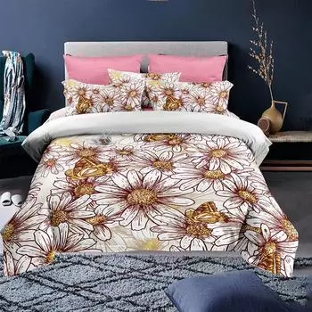 Комплект постельного белья с цветочным принтом King Size с тропическим ботаническим рисунком в виде листьев и птиц из полиэстера для детей и подростков 70x133cm 2pcs