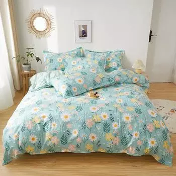 Комплект постельного белья с цветочным рисунком из 100% хлопка с узором в стиле сада, комплект постельного белья размера «queen size», пододеяльник с наволочками на все сезоны 150x200cm Single 3Pc