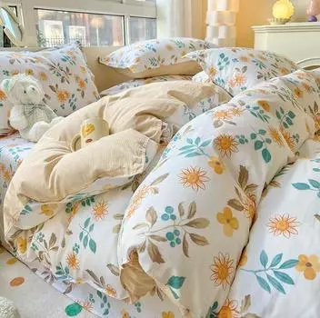Комплект постельного белья с цветочным рисунком для мужчин и женщин, мягкий пододеяльник и 2 наволочки из 100% хлопка, постельное белье с цветочным рисунком, двуспальная кровать размера Queen King Size EU-Sigle135x200 3pcs
