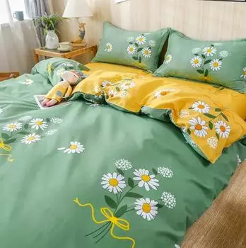 Комплект постельного белья с цветочным принтом, приятный для кожи, для мальчиков и девочек, пододеяльник + 2 наволочки + простыня, односпальная кровать размера «king-size», домашний текстиль B89D AU-Sigle150x200 4pcs