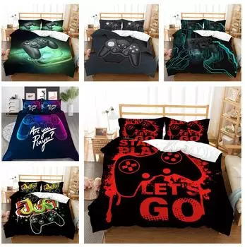 Комплект постельного белья с геймпадом, напечатанный на 3D-принтере, для геймеров, мальчиков, пуховые пододеяльники и наволочки, комплект из 2/3 пододеяльников для односпальной кровати, подарок Baby 100x135cm