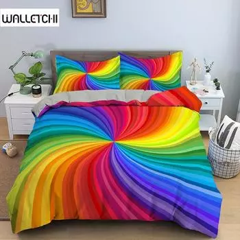 Комплект постельного белья с геометрическим принтом, цветные линии из микрофибры, пододеяльник с застежкой-молнией, размер Queen King Size, пододеяльник, домашний текстиль EU single(135x200cm)