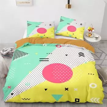 Комплект постельного белья с геометрическим рисунком, размер King Queen Twin для подростков и взрослых, комплект постельного белья из полиэстера с наволочкой EU single(135x200cm)