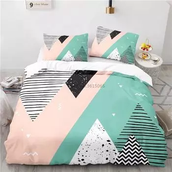 Комплект постельного белья с геометрическим узором в скандинавском стиле и наволочкой, комплект постельного белья 3D, односпальная кровать, двуспальная кровать, двуспальная кровать, размер «king-size» для декора спальни 228x228cm