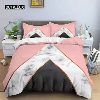 Комплект постельного белья с геометрическим узором, односпальный пододеяльник в скандинавском стиле, размер King, микрофибра, розовый, белый, черный, полосатый узор, мягкий комплект постельного белья EU single(135x200cm)