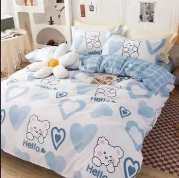Комплект постельного белья с героями мультфильмов, весна-лето, новый пододеяльник + простыня + 2 наволочки, односпальная кровать размера Queen King, постельное белье полного размера B89C AU-Sigle150x200 4pcs