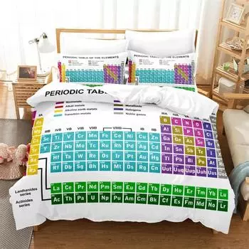 Комплект постельного белья с химическим элементом, пододеяльник, комплект постельного белья с 3D-печатью, комплект постельного белья размера «queen size», модный дизайн EU single(135x200cm)