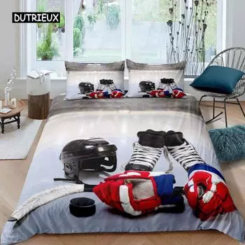Комплект постельного белья с хоккейной тематикой для мальчиков, комплект постельного белья с хоккейной тематикой, размер King, для детей, молодежи, взрослых, мужчин, зимний пододеяльник EU single(135x200cm)