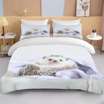 Комплект постельного белья с изображением милого ёжика, королевская милая одежда, одеяло/пододеяльники и наволочки для взрослых и детей, пододеяльник US Twin(172x218cm)