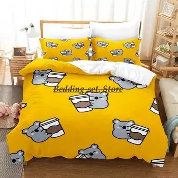 Комплект постельного белья с изображением животных коалы, односпальная кровать, двуспальная кровать размера «king-size», комплект постельного белья для детей, комплект пододеяльников с принтом «аниме» 70x133cm 2pcs