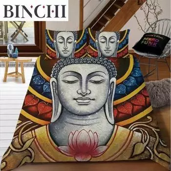 Комплект постельного белья с изображением Будды, цветной каменный комплект постельного белья для подростков, взрослых, размер Queen King, двуспальный, полиэстер, пододеяльник EU single(135x200cm)