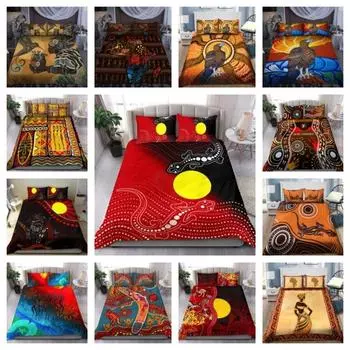 Комплект постельного белья с изображением африканских людей и животных, мягкий пододеяльник, комплект постельного белья Single 135x200cm