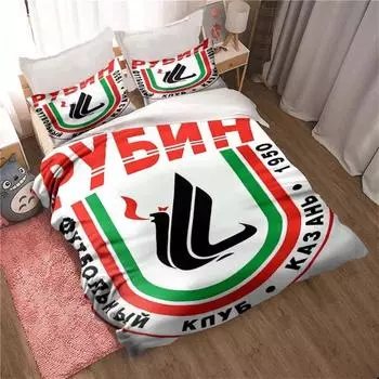 Комплект постельного белья с изображением футбольного клуба «Рубин», комплект постельного белья с русским принтом «Футбол и спорт», роскошный чехол из микрофибры и полиэстера с 70x133cm 2pcs