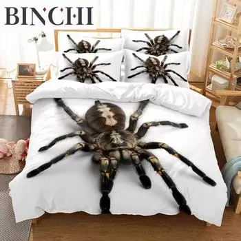 Комплект постельного белья с изображением пауков и животных из микрофибры с 3D-принтом, пододеяльник размера Queen King, модный дизайн 70x133cm 2pcs