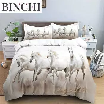 Комплект постельного белья с изображением лошади для детей, комплект постельного белья с рисунком животных на ферме для мальчиков и девочек, комплект из 3 предметов, пододеяльник в фермерском стиле в ковбойском стиле 70x133cm 2pcs