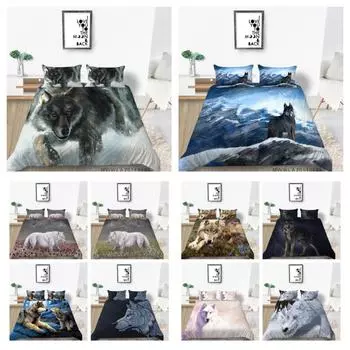 Комплект постельного белья с изображением волка, домашний текстиль, наборы пододеяльников, уникальный дизайн, детское постельное белье для подростков UK Single 135x200cm