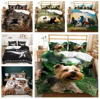 Комплект постельного белья с изображением животных, напечатанный на 3D-принтере, для спальни, двуспальной кровати, пухового одеяла и наволочки, 2/3 шт., для мальчиков, мужчин и взрослых, комплект постельного белья, подарок Baby 100x135cm