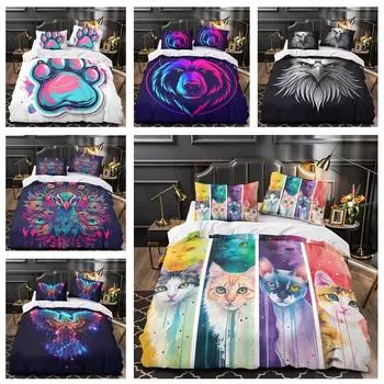 Комплект постельного белья с изображением животных, легкий и мягкий, 3D, односпальная кровать, двуспальная кровать, пододеяльник, наволочка, 2/3 шт., для мужчин и подростков, полноразмерное покрывало, подарок на день рождения Baby 100x135cm