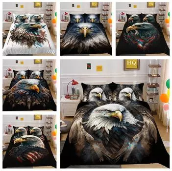 Комплект постельного белья с изображением орла для мальчиков и мужчин, пуховые пододеяльники, наволочки 2/3 шт., комплект покрывал для кровати размера «king-size» с 3D-печатью в виде животных Baby 100x135cm