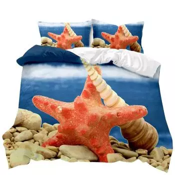 Комплект постельного белья с изображением морской звезды, комплект постельного белья с изображением океана, гавайский морской волновой комплект с изображением морской звезды, 3D-покрывало из полиэстера размера King Size 70x133cm 2pcs