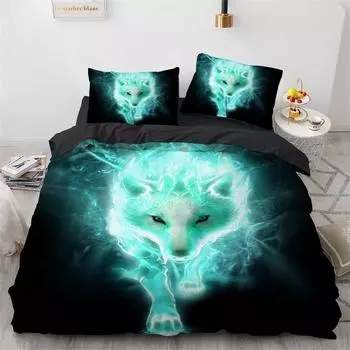 Комплект постельного белья с изображением волка, черно-белый волк, узор «Инь и Ян», дикие животные, размер King Queen для мальчиков, комплект постельного белья 70x133cm 2pcs