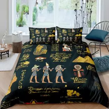 Комплект постельного белья с изображением египетских пирамид, комплект постельного белья в племенном стиле Древнего Египта, винтажный уникальный экзотический стиль, полиэстеровое одеяло для ребенка 70x133cm 2pcs