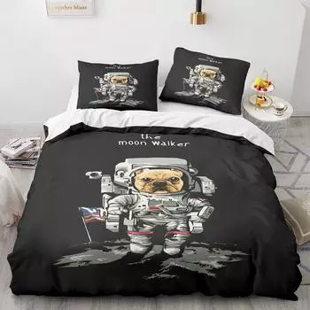 Комплект постельного белья с изображением астронавта и космонавта King Full Size с 3D-принтом для мальчиков и девочек из полиэстера, комплект постельного белья с изображением галактики и космоса 70x133cm 2pcs