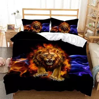 Комплект постельного белья с изображением диких животных, волк, солнце, лев, тигр, 3D-принт, покрывало размера King Queen для мальчиков и девочек, детский комплект постельного белья 70x133cm 2pcs