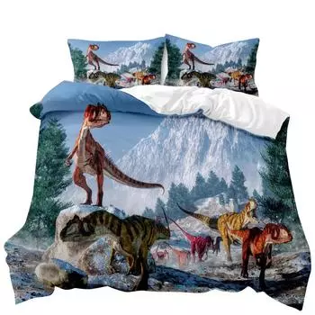 Комплект постельного белья с изображением динозавра, комплект постельного белья с изображением битвы в мире Юрского периода, уникальный комплект постельного белья из полиэстера с изображением динозавра для детей и взрослых, размер Queen King Size 70x133cm