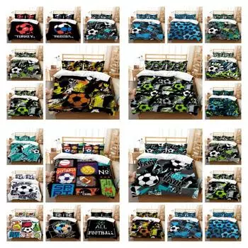 Комплект постельного белья с изображением футбола и наволочкой, домашний текстиль, пододеяльник, уникальный дизайн, 2/3 шт., покрывало на кровать, костюм UK Single 135x200cm