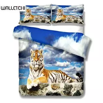 Комплект постельного белья с изображением гигантских тигров King Queen Double Full Twin Single Size Animal Bed Set EU single(135x200cm)