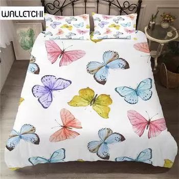 Комплект постельного белья с изображением бабочек, двойной размер, красочный узор в виде летящих бабочек, комплект постельного белья для детей, дышащий мягкий пододеяльник из микрофибры EU single(135x200cm)