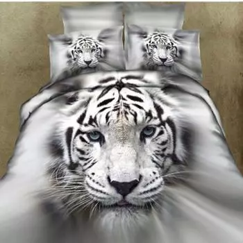 Комплект постельного белья с изображением животных White Tigers 3D Queen Twin Size, пододеяльник, наволочки, полный комплект постельного белья Twin Size EU single(135x200cm)