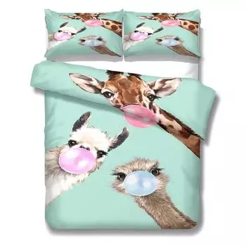 Комплект постельного белья с изображением диких животных King Queen Twin Single Size Duvet Cover Наволочки Комплект постельного белья EU single(135x200cm)