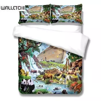 Комплект постельного белья с изображением диких животных мира, односпальный двуспальный, размер Queen, размер US Twin, полный комплект постельного белья размера King Size EU single(135x200cm)