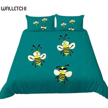 Комплект постельного белья с изображением мультяшных животных King Size Flying Cute Bees, комплект постельного белья для детей и молодежи с забавной тематикой животных EU single(135x200cm)