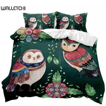 Комплект постельного белья с изображением совы, милый комплект постельного белья с изображением совы для детей, мальчиков и девочек, милый комплект постельного белья с изображением животных, двуспальный, размера «king-size», полиэстеровый чехол для одеяла