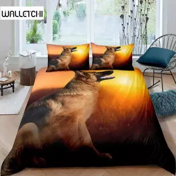 Комплект постельного белья с изображением немецкой овчарки, комплект постельного белья с принтом щенка немецкой овчарки 3D для детей, мальчиков и девочек, одеяло с изображением домашних животных EU single(135x200cm)