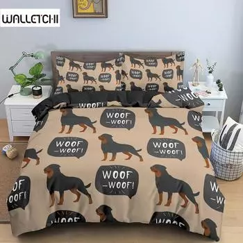 Комплект постельного белья с изображением таксы и собаки, милый мультяшный красочный щенок, пододеяльник из полиэстера, стеганое одеяло, королева, украшение для спальни EU single(135x200cm)