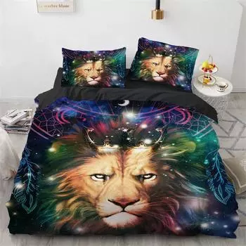 Комплект постельного белья с изображением животных, 3D-принт, лиса, дракон, волк, тигр, милый, крутой стиль, комплект постельного белья размера «king-size», полиэстер, покрывало EU Single 135x200cm