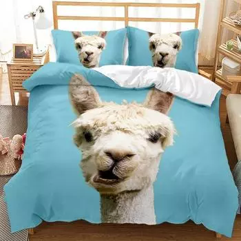 Комплект постельного белья с изображением животных ламы и милых альпак для мальчиков и девочек, двуспальный пододеяльник, наволочка для кровати, детский и взрослый домашний текстиль 70x133cm 2pcs