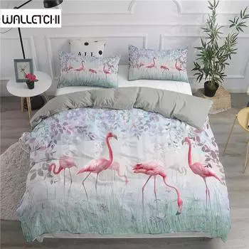 Комплект постельного белья с изображением розового фламинго для девочек и подростков, милый пододеяльник, комплект односпальных и двухместных постельного белья размера «queen-size» и «king-size», 2/3 шт., полиэстеровое одеяло EU single(135x200cm)
